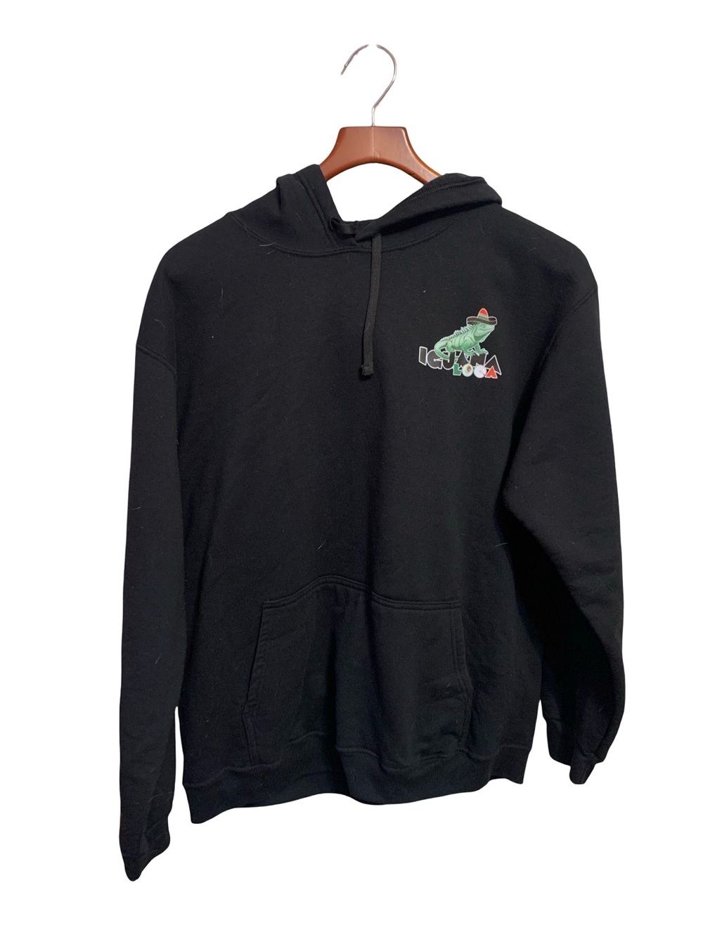 Iguana Loca Black Hoodie Size L